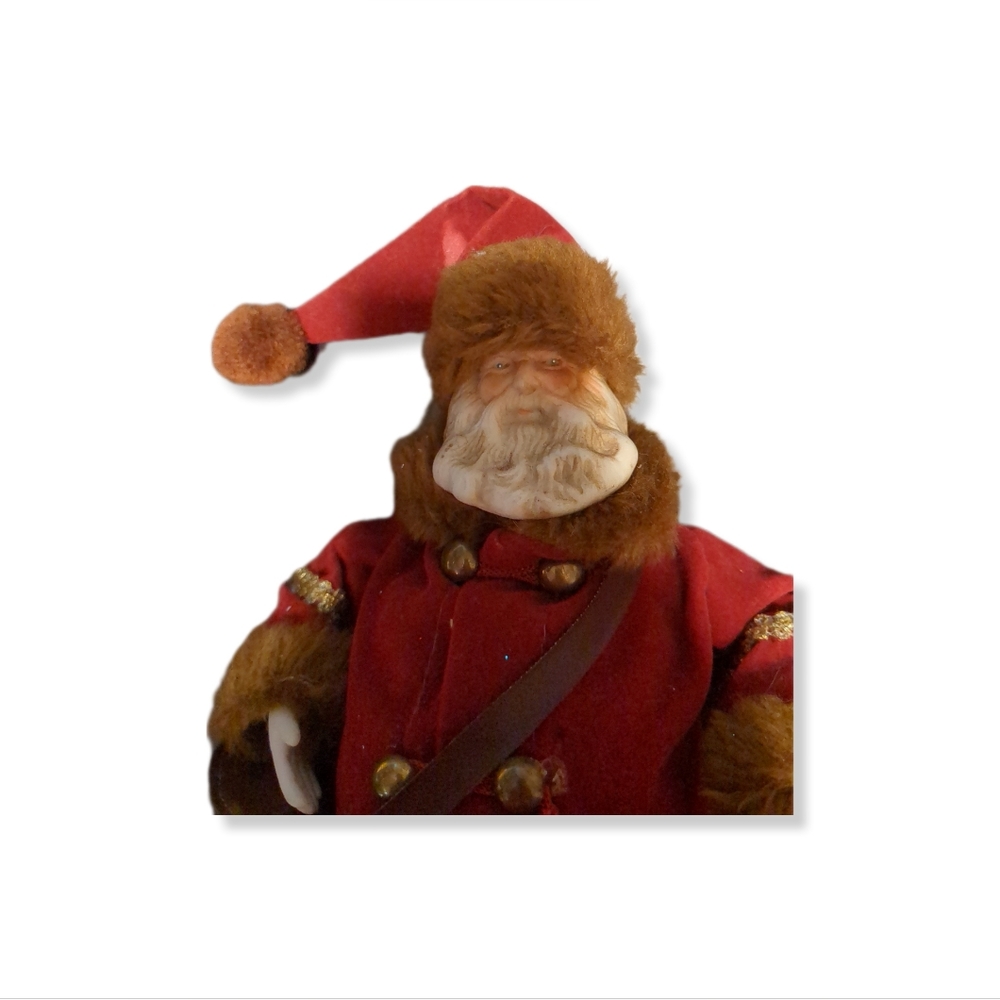 Vintage Santa Doll Figure 11 inches Porcelain Hands and Face
